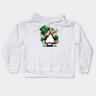 St. Patrick's Dabbing Ginger Cat Tee | Festive Irish Kitty Apparel Kids Hoodie